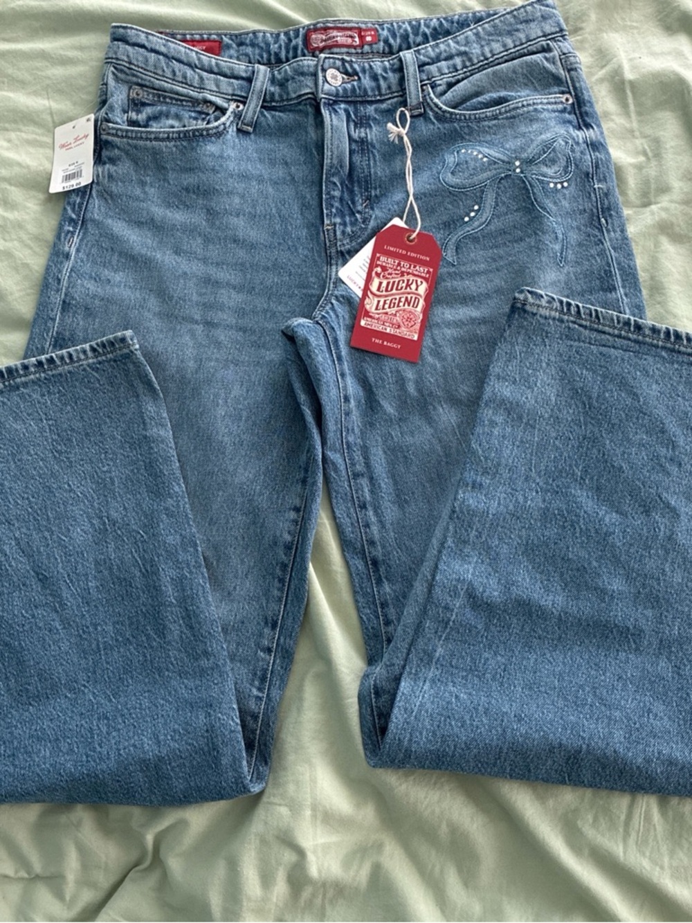Lucky Brand Blue Flare Jeans with Bow Detail